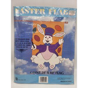 Vintage 1995 Easter Bunny Egg Flag Hand Embroidered 28 X 40 Hop Blu-Ray and DVD